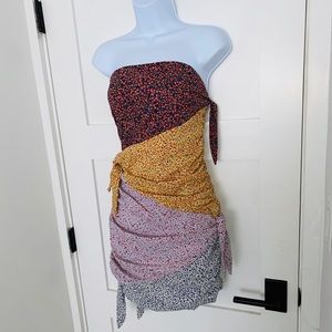 Mixed Patterns Sleeveless Dress with Side Ties